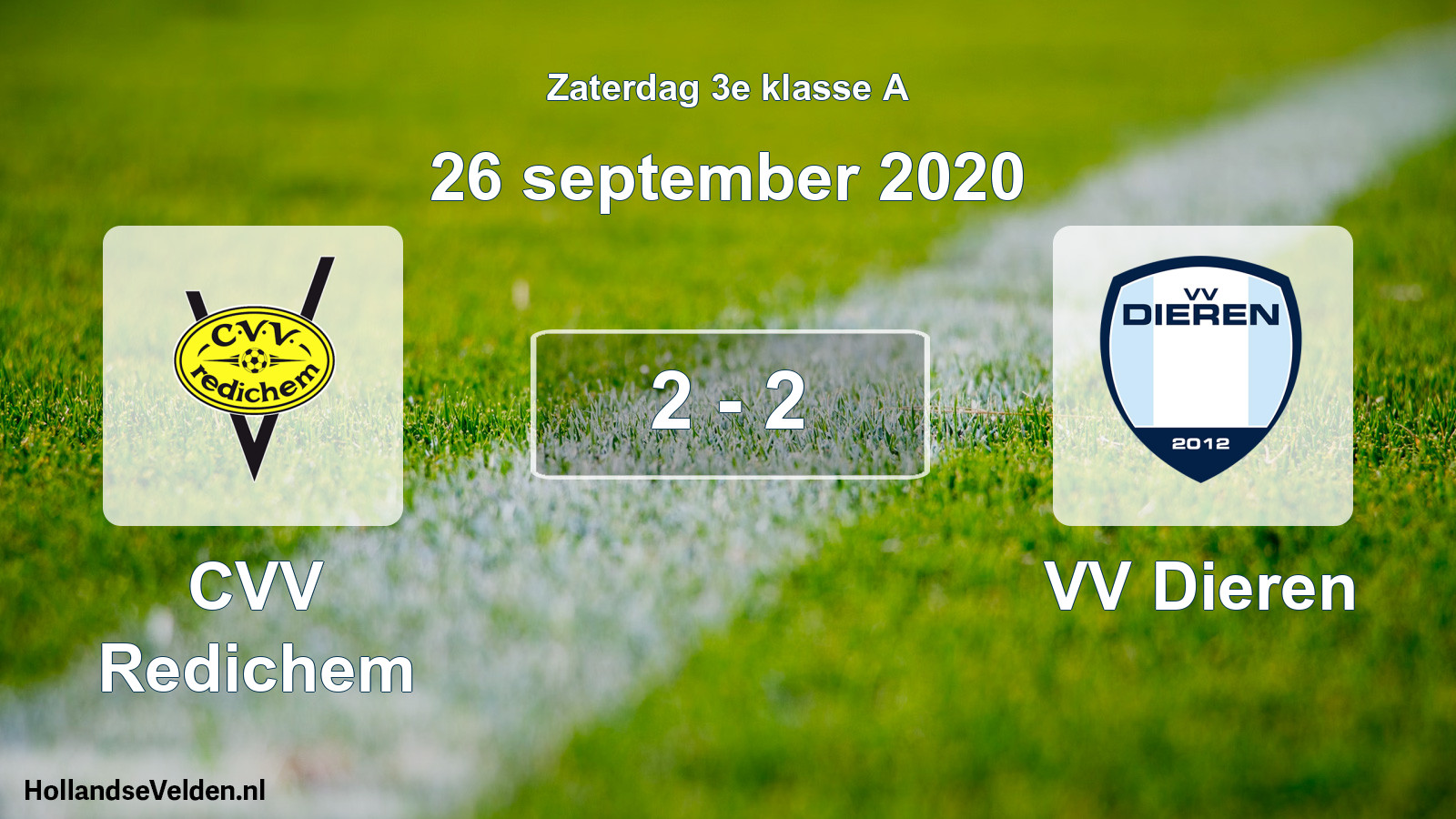 Total number of matches played: CVV Redichem - VV Dieren 2 - 2 (26 September 2020)