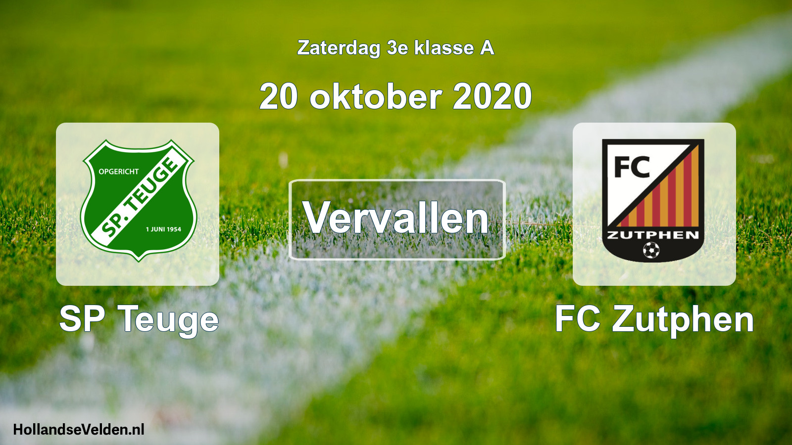 Scheduled Match: SP Teuge - FC Zutphen (20 October 2020)