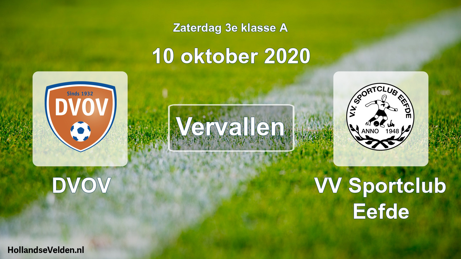 Scheduled Match: DVOV - VV Sportclub Eefde (10 October 2020)