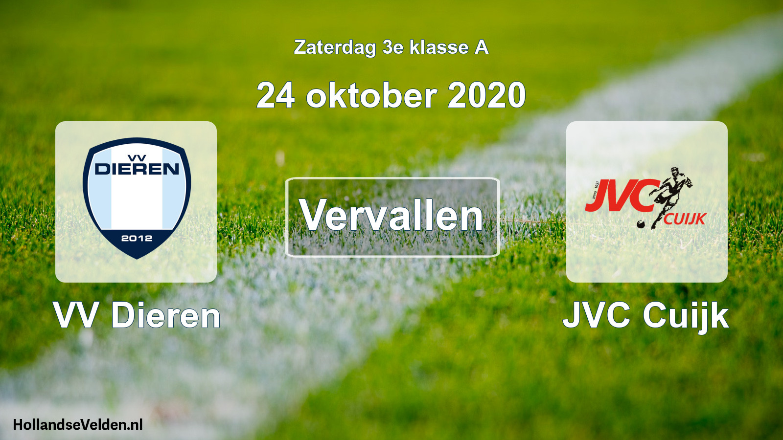 Scheduled Match: VV Dieren - JVC Cuijk (24 October 2020)