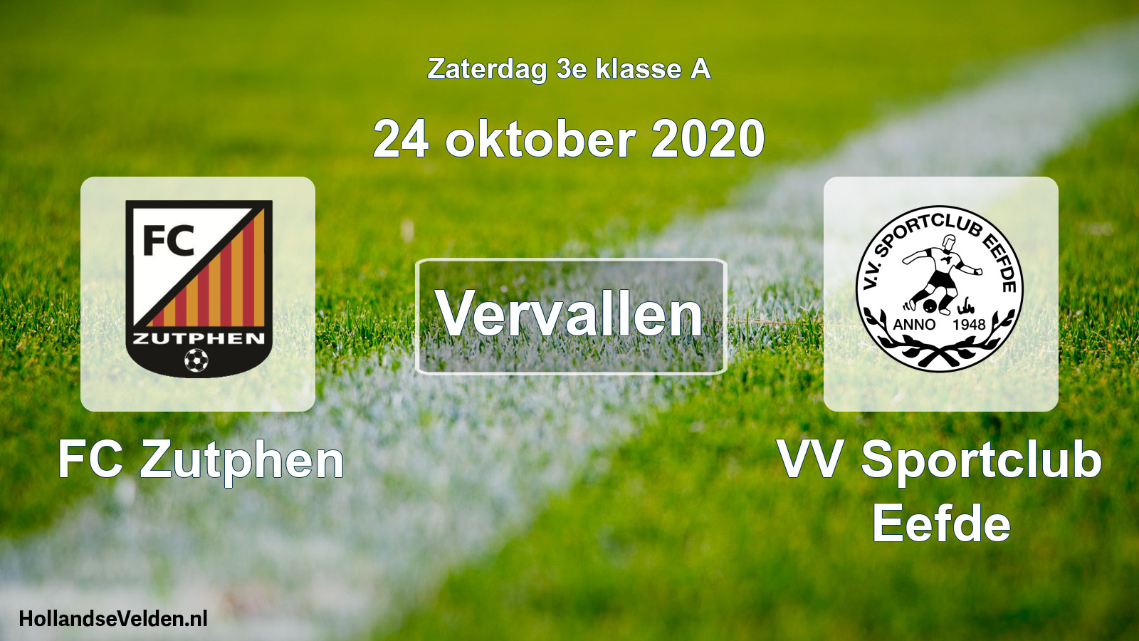 Scheduled Match: FC Zutphen - VV Sportclub Eefde (24 October 2020)