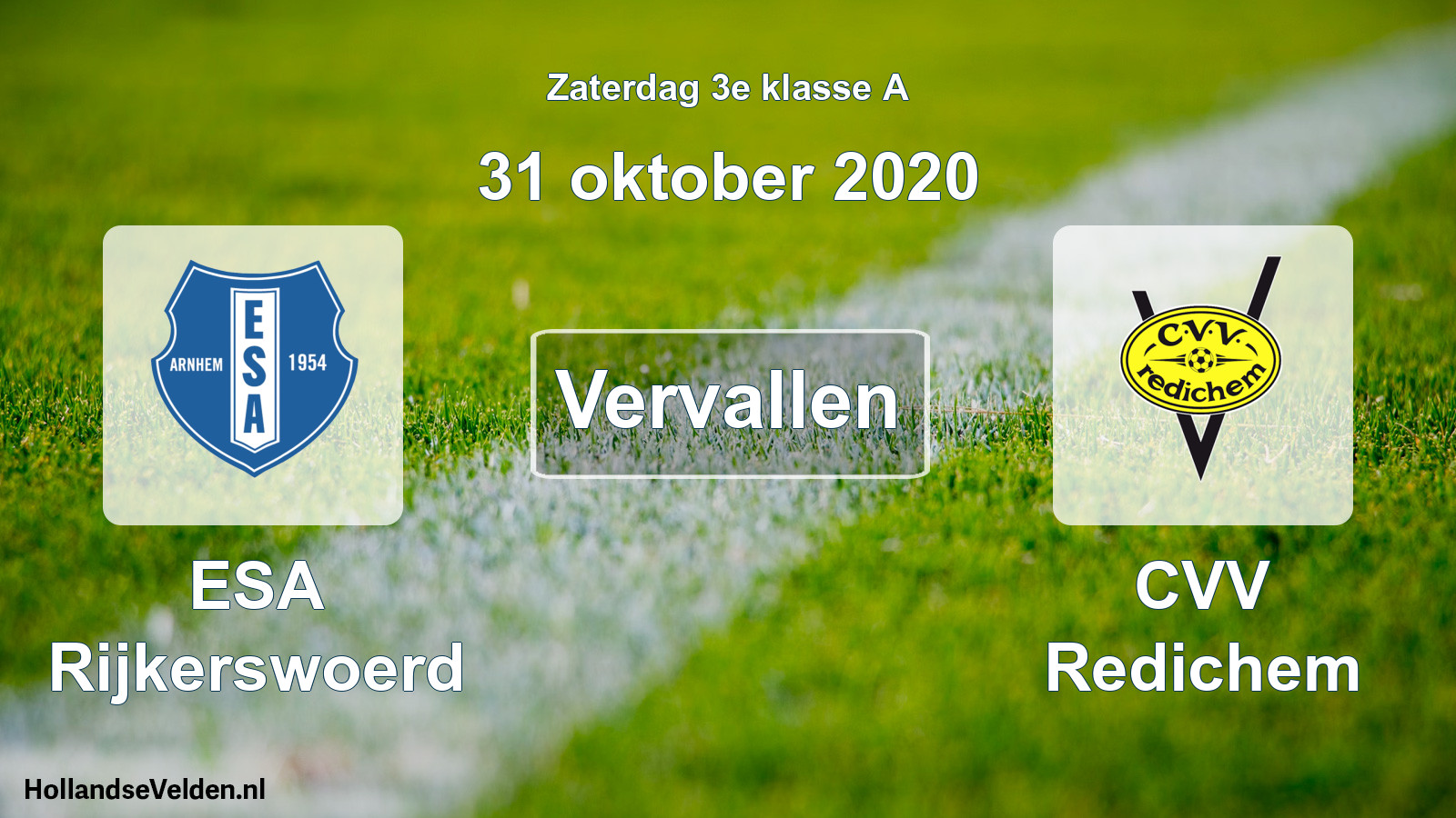 Scheduled Match: ESA Rijkerswoerd - CVV Redichem (31 October 2020)