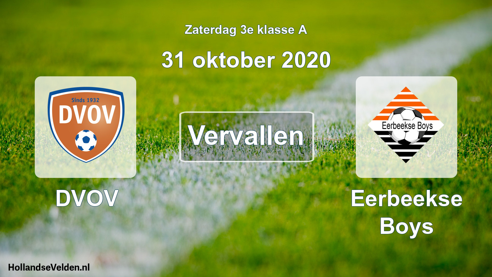 Scheduled Match: DVOV - Eerbeekse Boys (31 October 2020)
