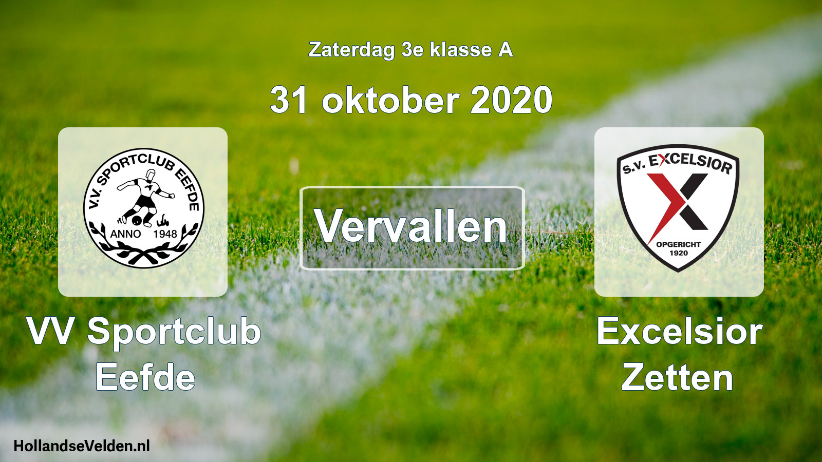 Scheduled Match: VV Sportclub Eefde - Excelsior Zetten (31 October 2020)