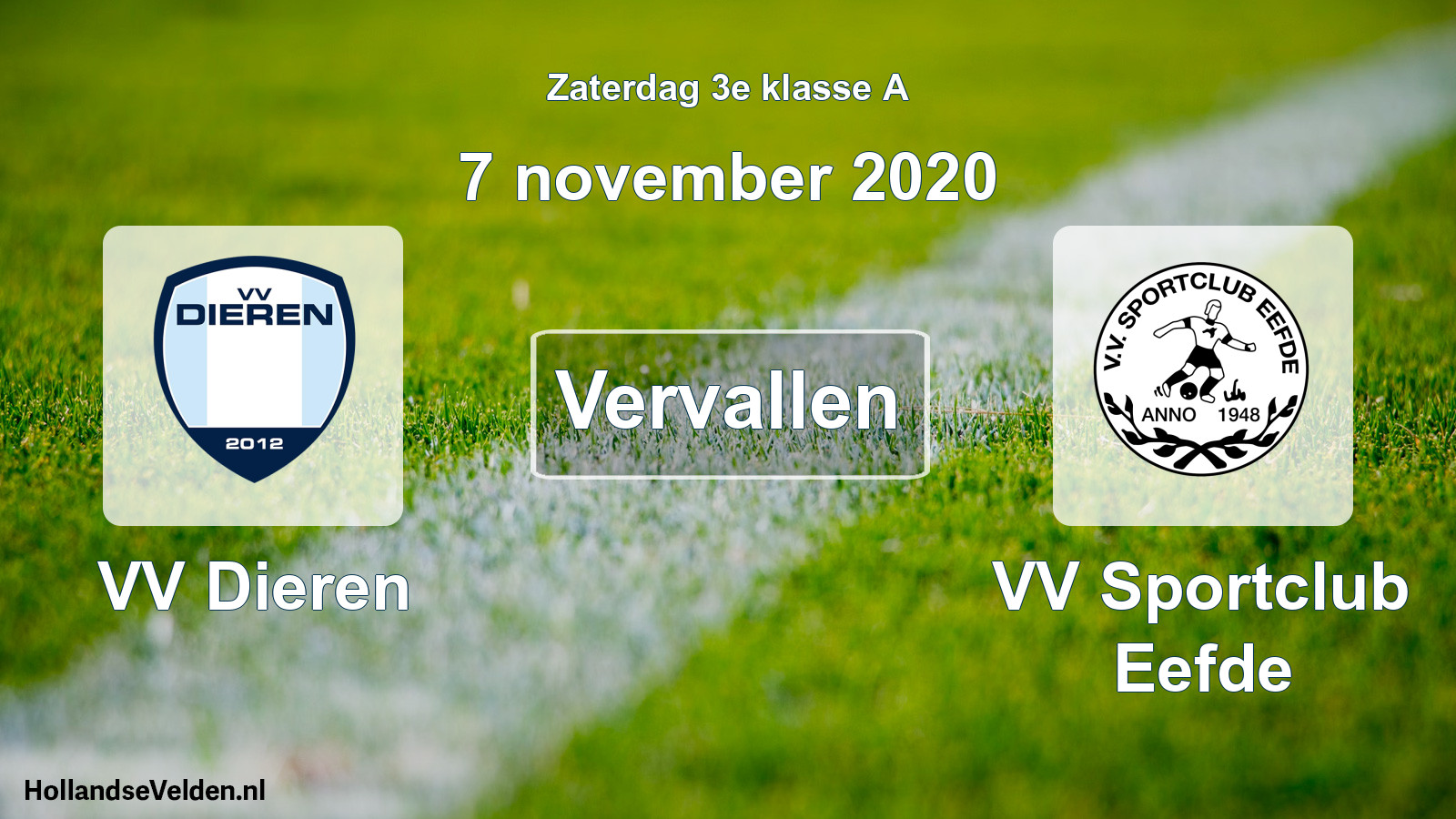Scheduled Match: VV Dieren - VV Sportclub Eefde (7 November 2020)