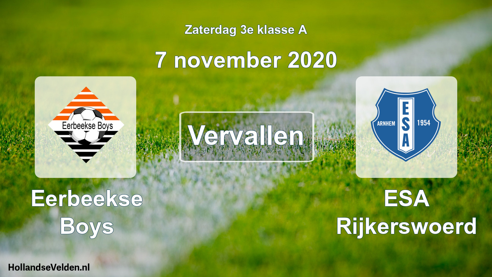 Scheduled Match: Eerbeekse Boys - ESA Rijkerswoerd (7 November 2020)