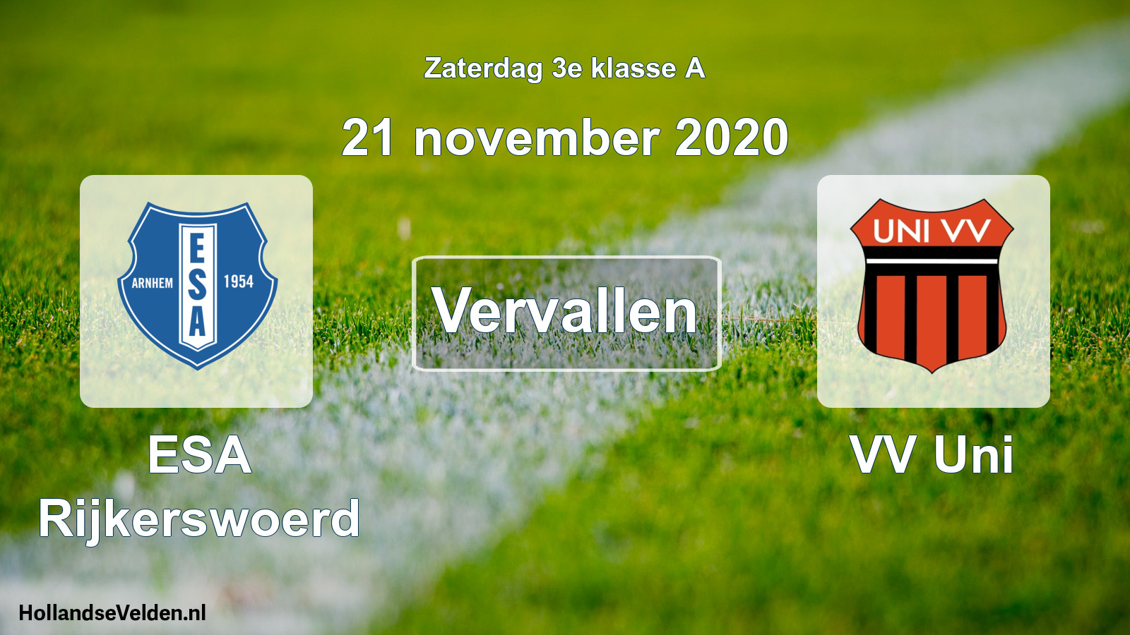 Scheduled Match: ESA Rijkerswoerd - VV Uni (21 November 2020)