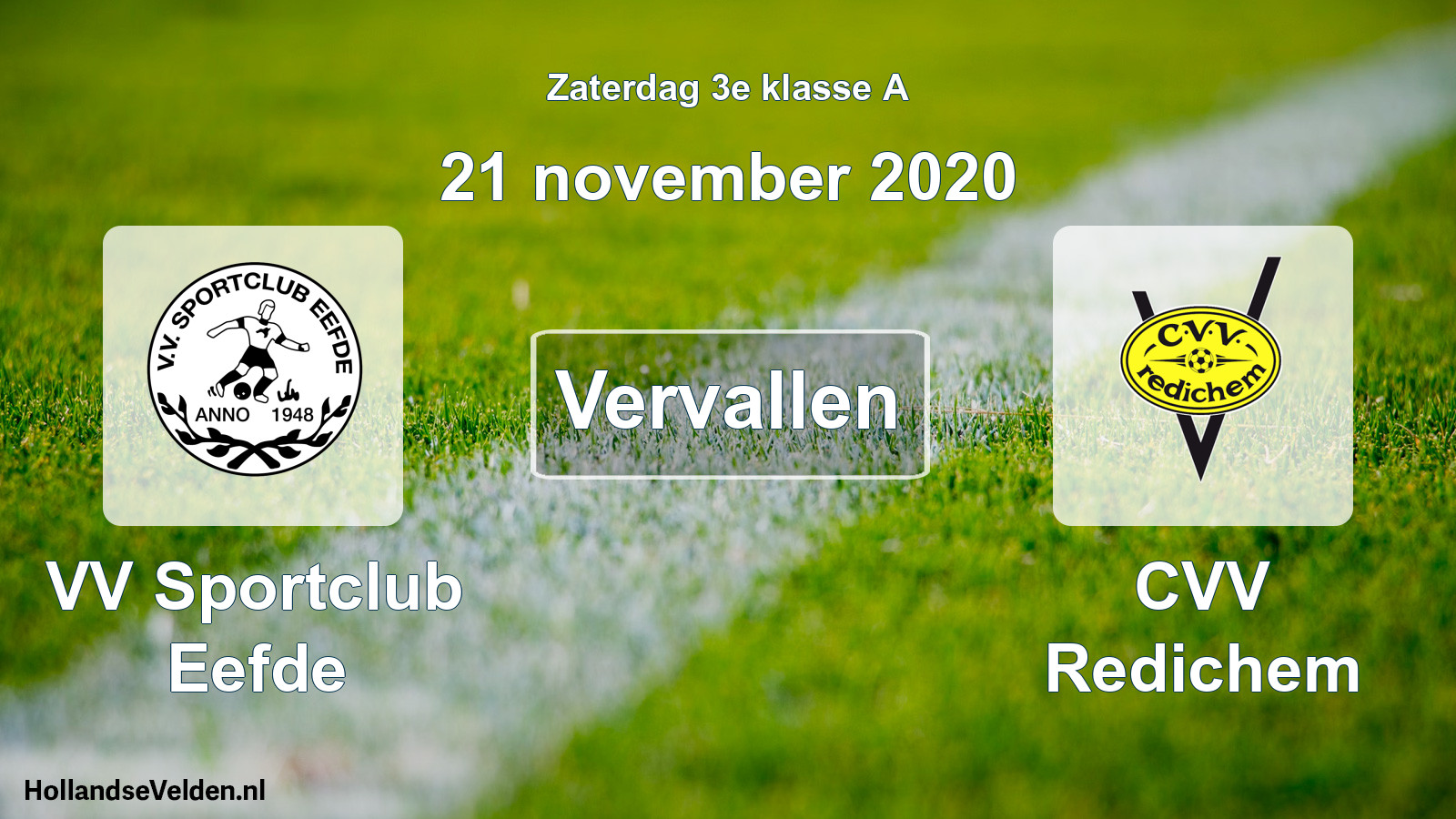 Scheduled Match: VV Sportclub Eefde - CVV Redichem (21 November 2020)