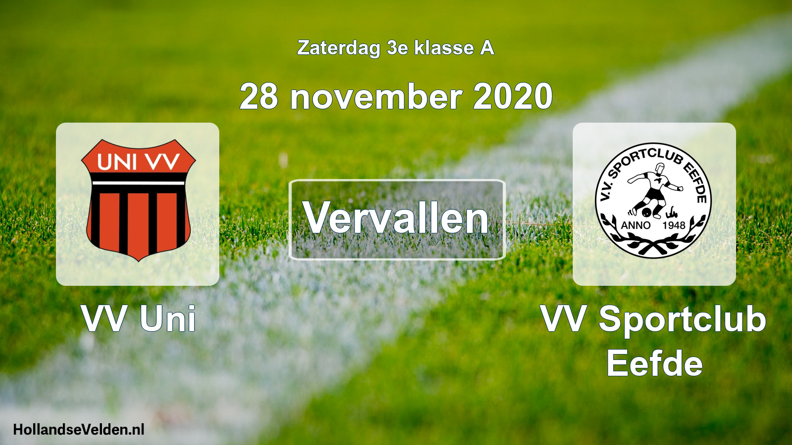 Scheduled Match: VV Uni - VV Sportclub Eefde (28 November 2020)