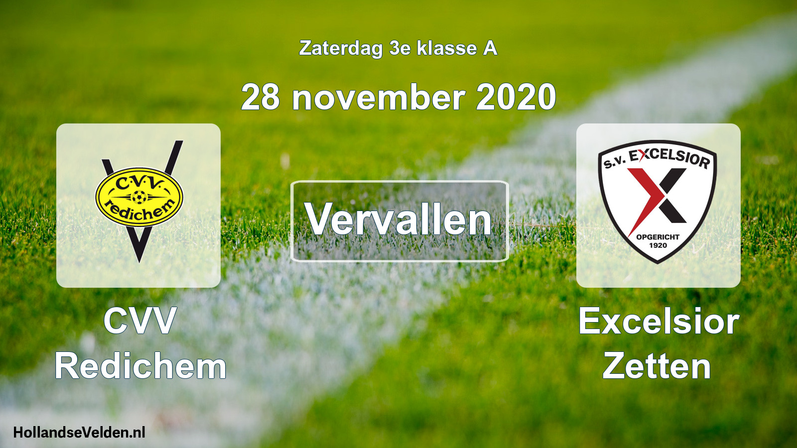 Scheduled Match: CVV Redichem - Excelsior Zetten (28 November 2020)