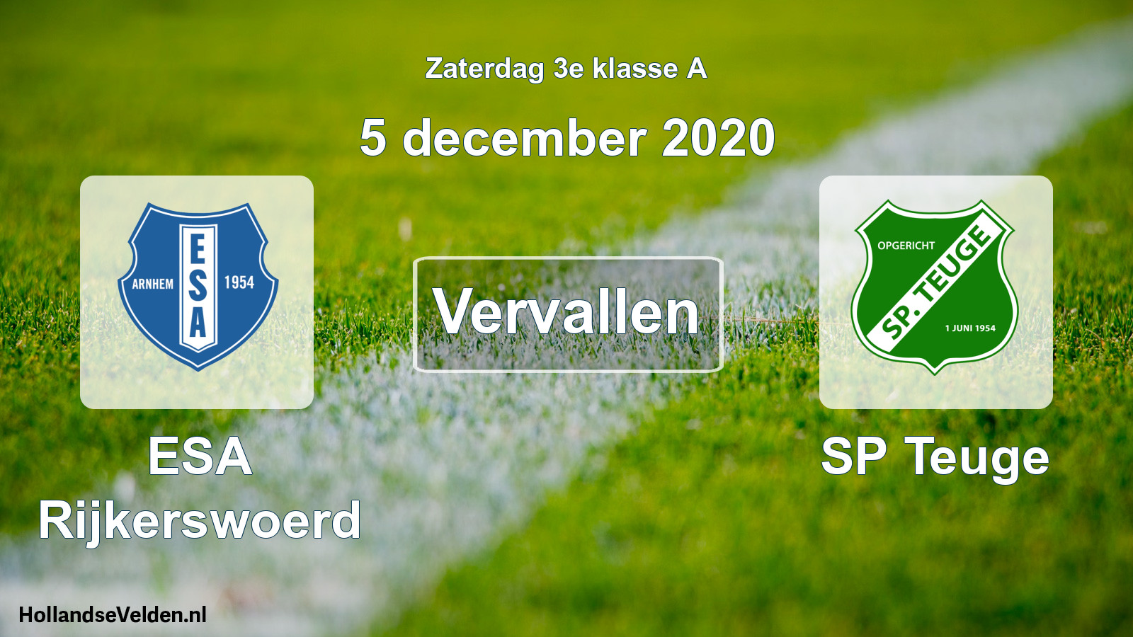 Scheduled Match: ESA Rijkerswoerd - SP Teuge (5 December 2020)