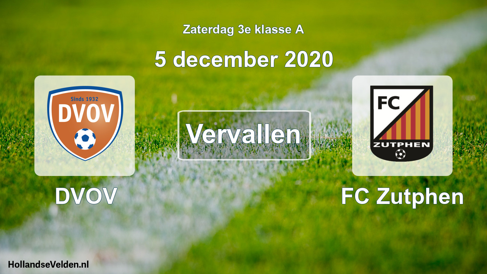 Scheduled Match: DVOV - FC Zutphen (5 December 2020)