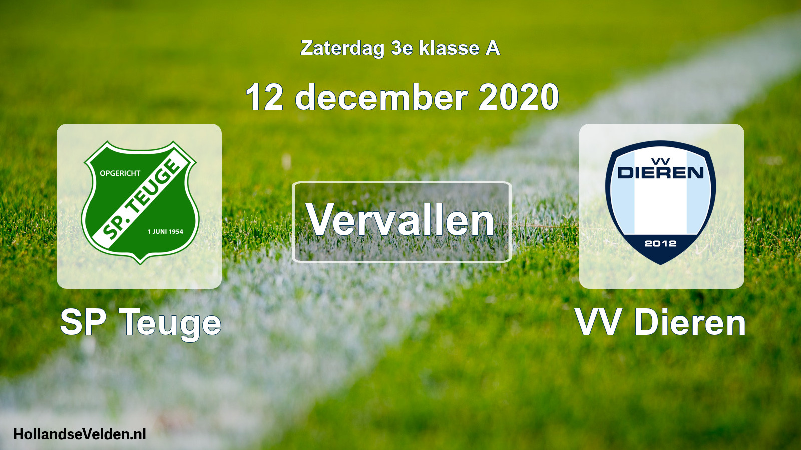 Scheduled Match: SP Teuge - VV Dieren (12 December 2020)