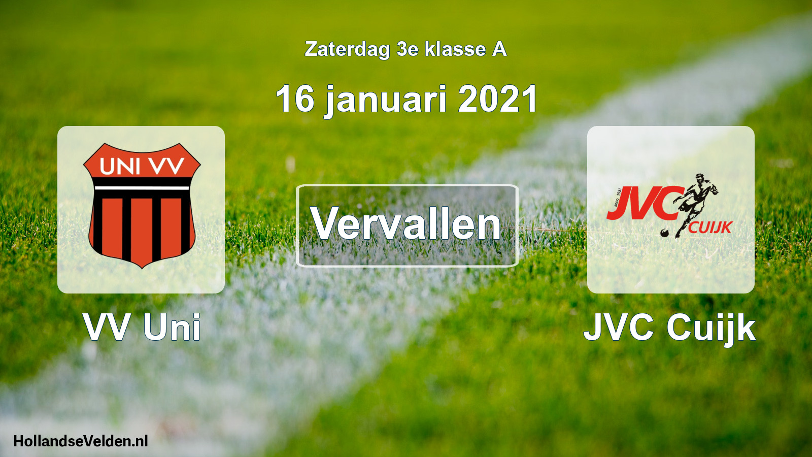 Scheduled Match: VV Uni - JVC Cuijk (16 January 2021)