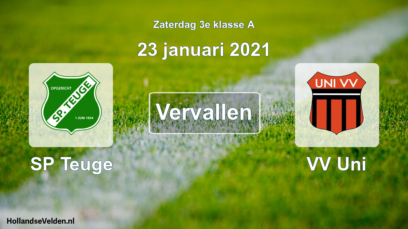 Scheduled Match: SP Teuge - VV Uni (23 January 2021)