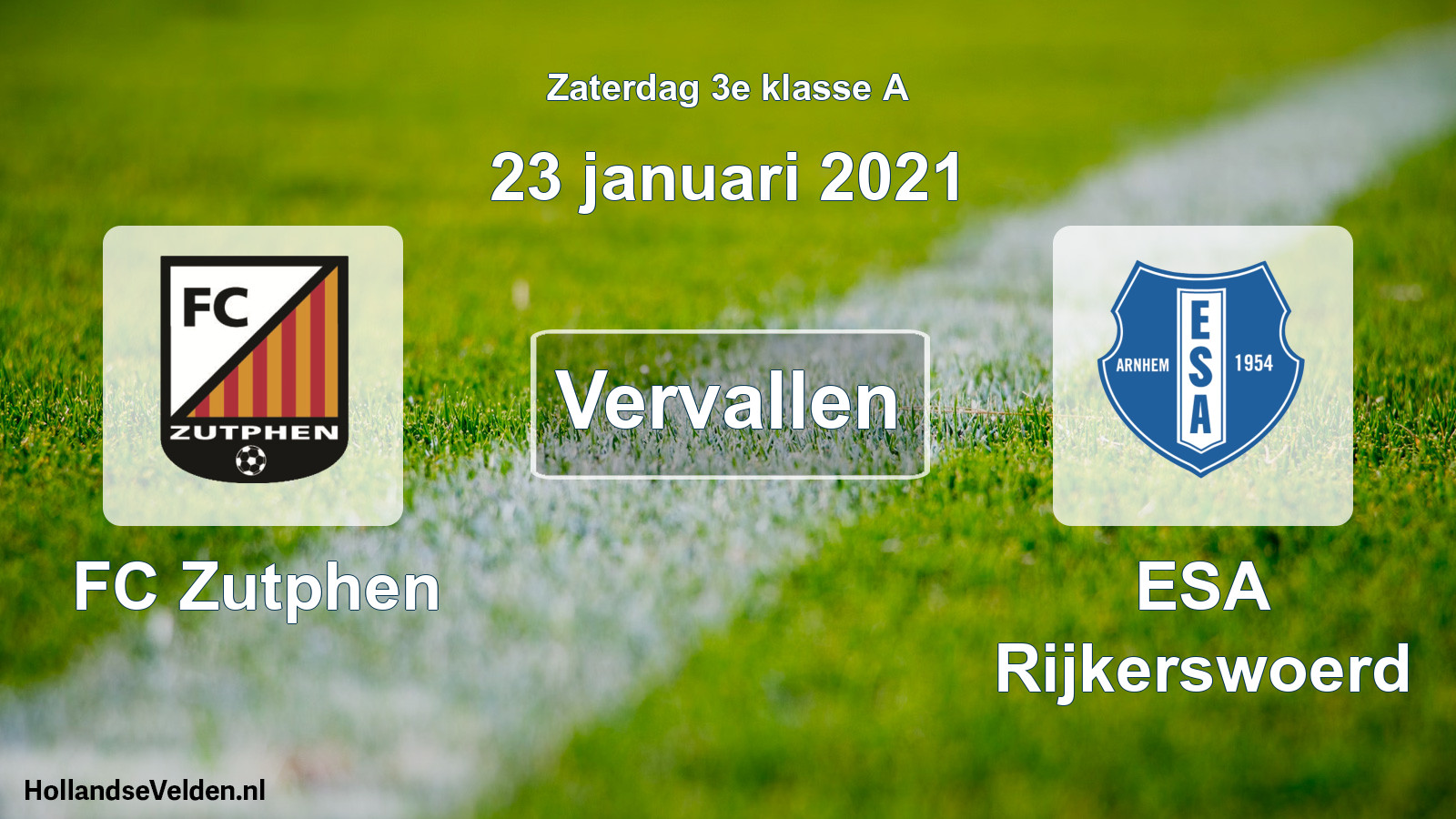 Scheduled Match: FC Zutphen - ESA Rijkerswoerd (23 January 2021)