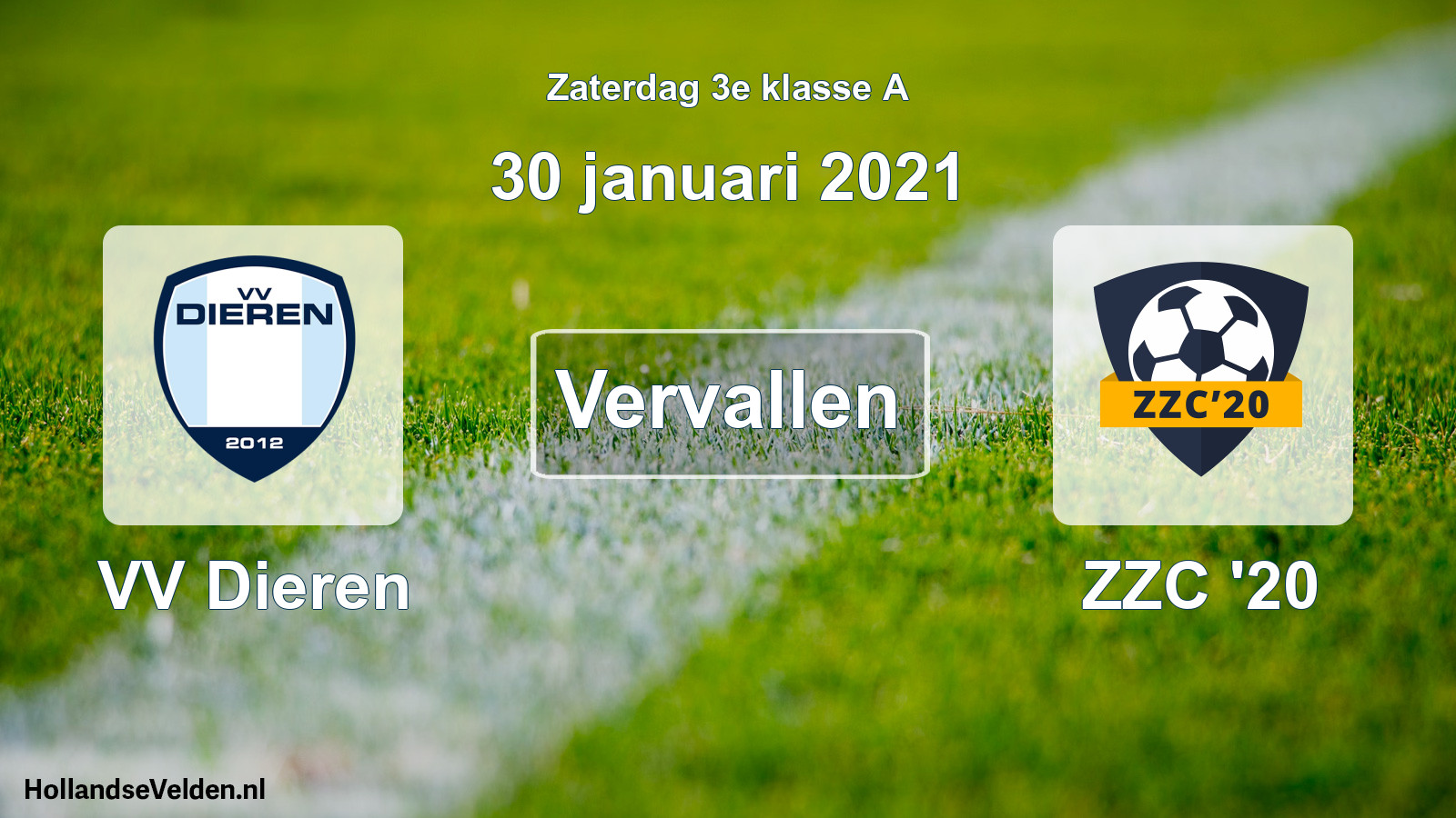 Scheduled Match: VV Dieren - ZZC '20 (30 January 2021)