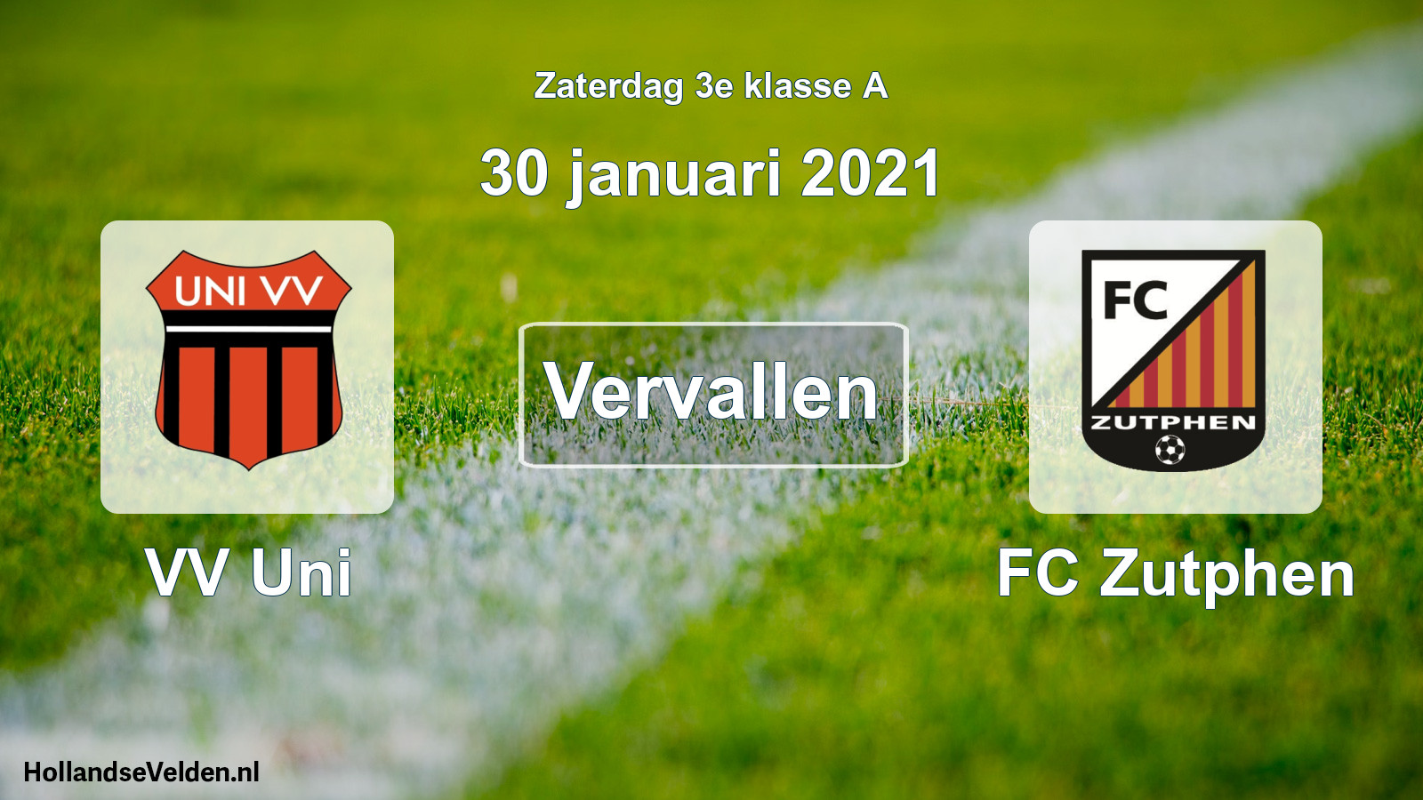 Scheduled Match: VV Uni - FC Zutphen (30 January 2021)