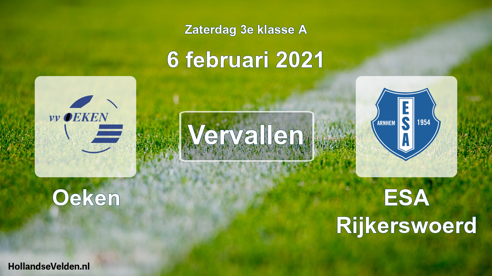 Scheduled Match: Oeken - ESA Rijkerswoerd (6 February 2021)