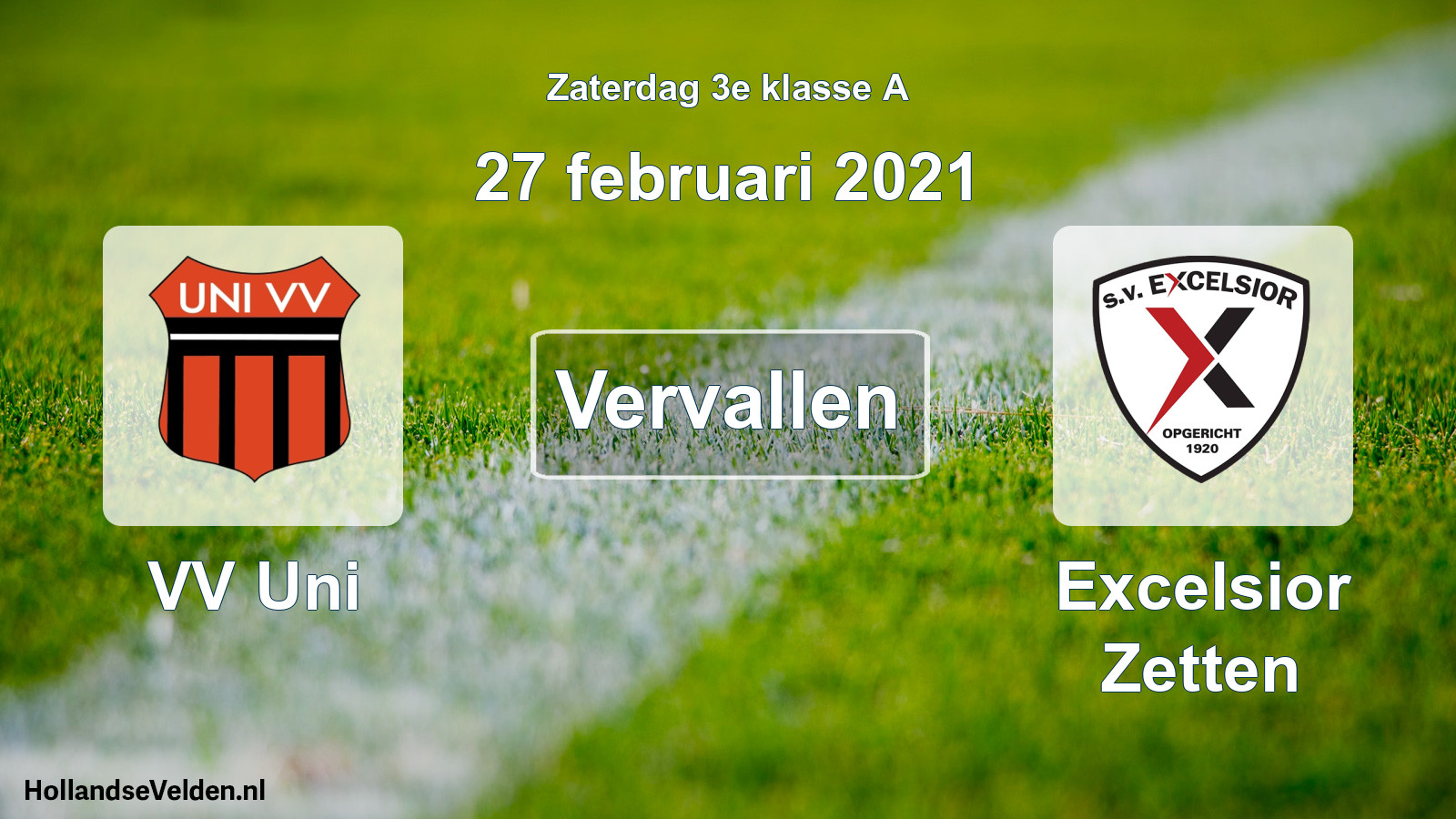 Scheduled Match: VV Uni - Excelsior Zetten (27 February 2021)