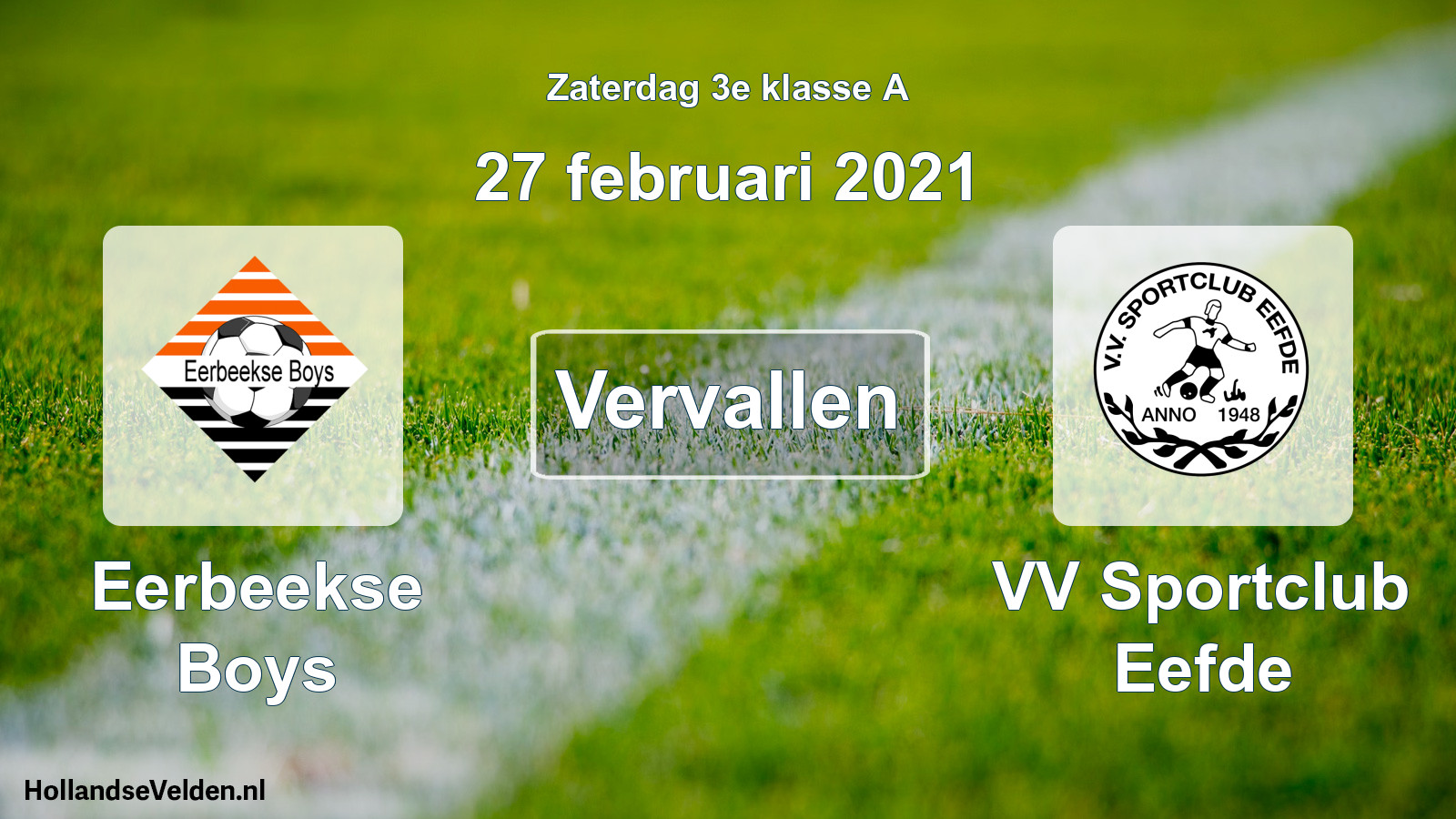Scheduled Match: Eerbeekse Boys - VV Sportclub Eefde (27 February 2021)