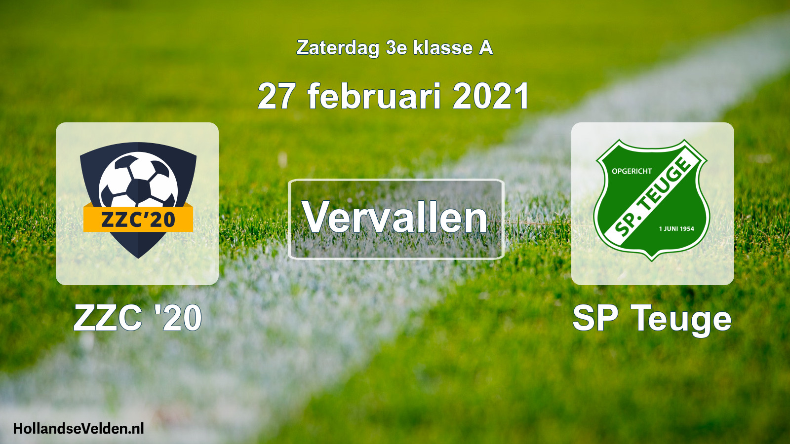 Scheduled Match: ZZC '20 - SP Teuge (27 February 2021)