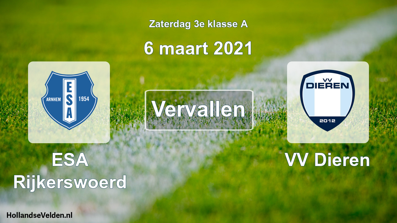 Scheduled Match: ESA Rijkerswoerd - VV Dieren (6 March 2021)