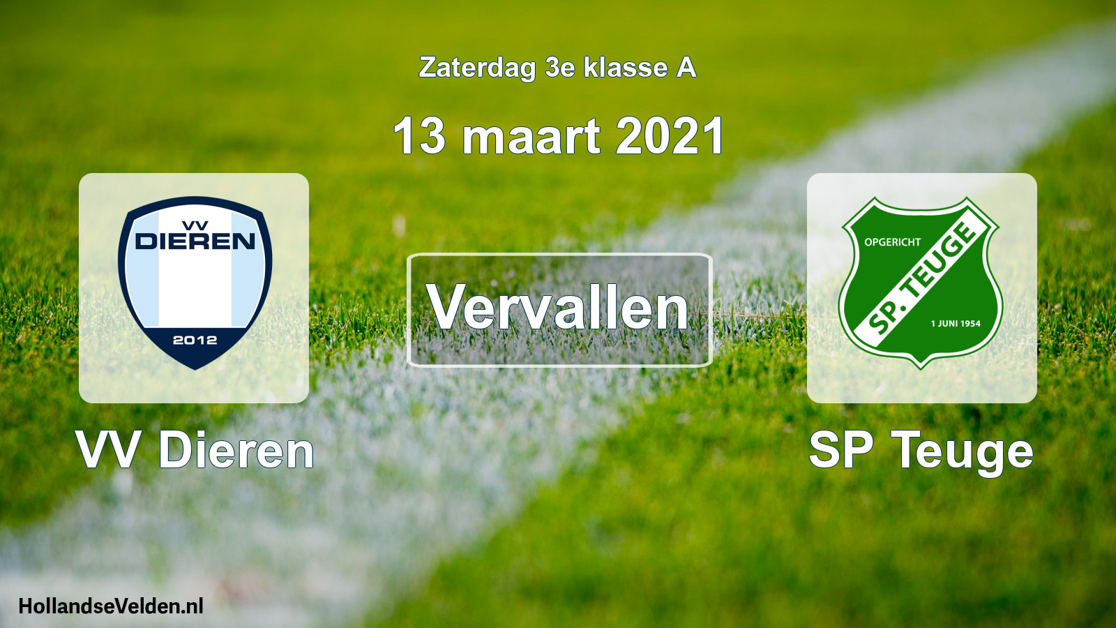 Scheduled Match: VV Dieren - SP Teuge (13 March 2021)