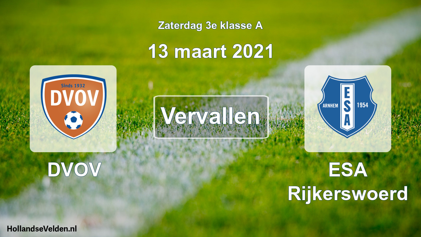 Scheduled Match: DVOV - ESA Rijkerswoerd (13 March 2021)
