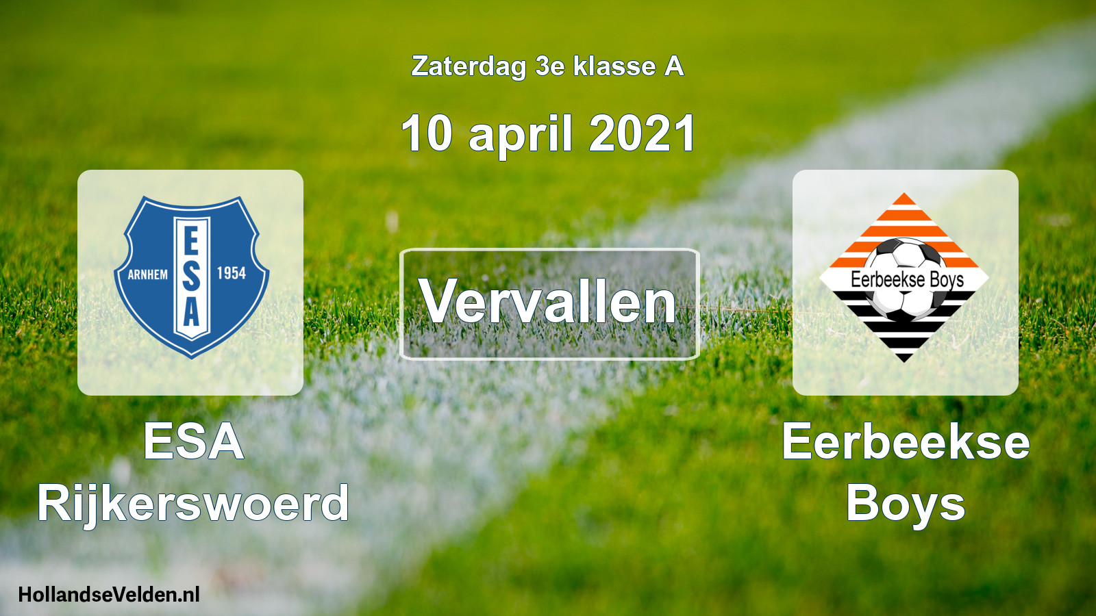 Scheduled Match: ESA Rijkerswoerd - Eerbeekse Boys (10 April 2021)