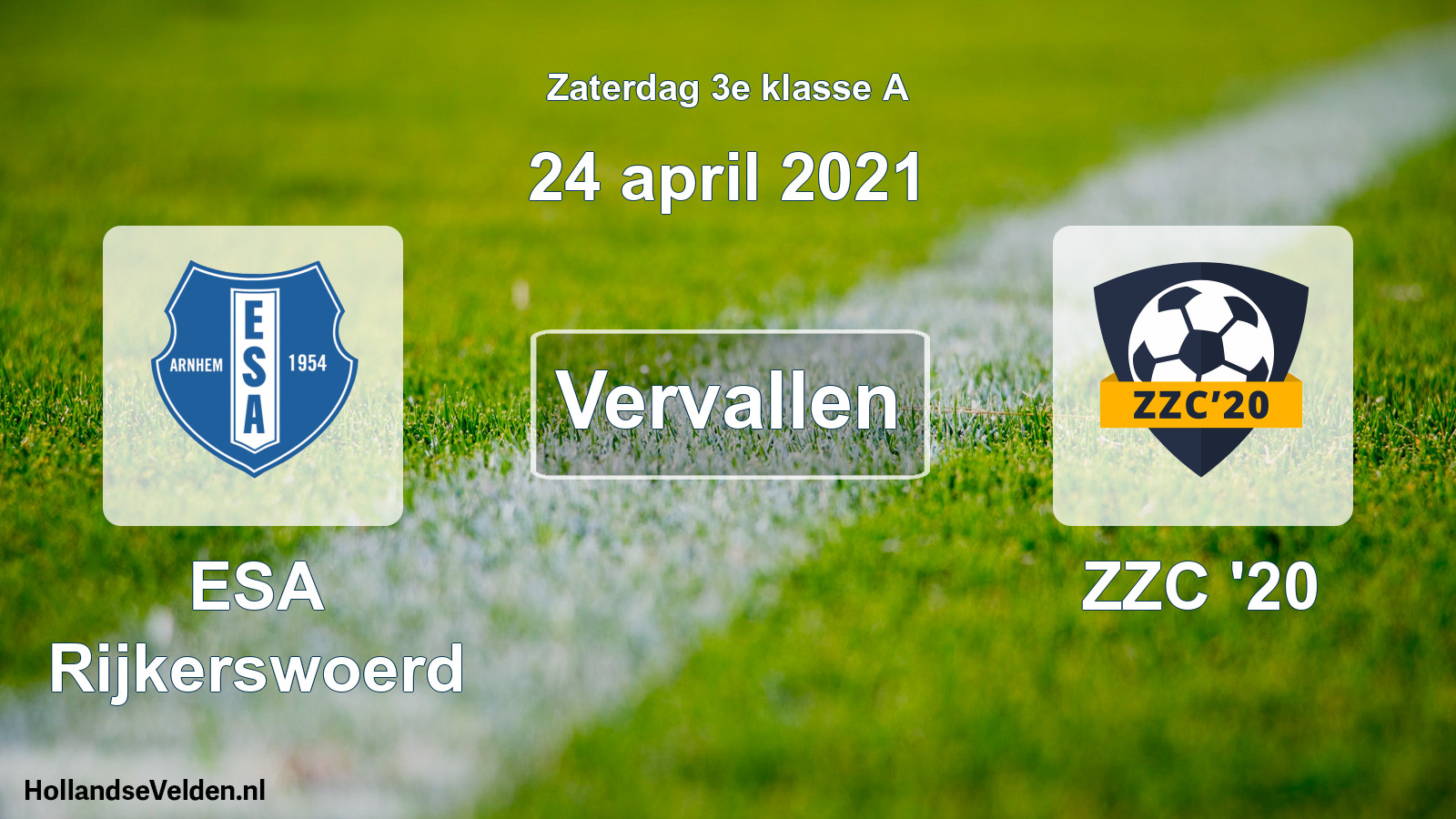 Scheduled Match: ESA Rijkerswoerd - ZZC '20 (24 April 2021)