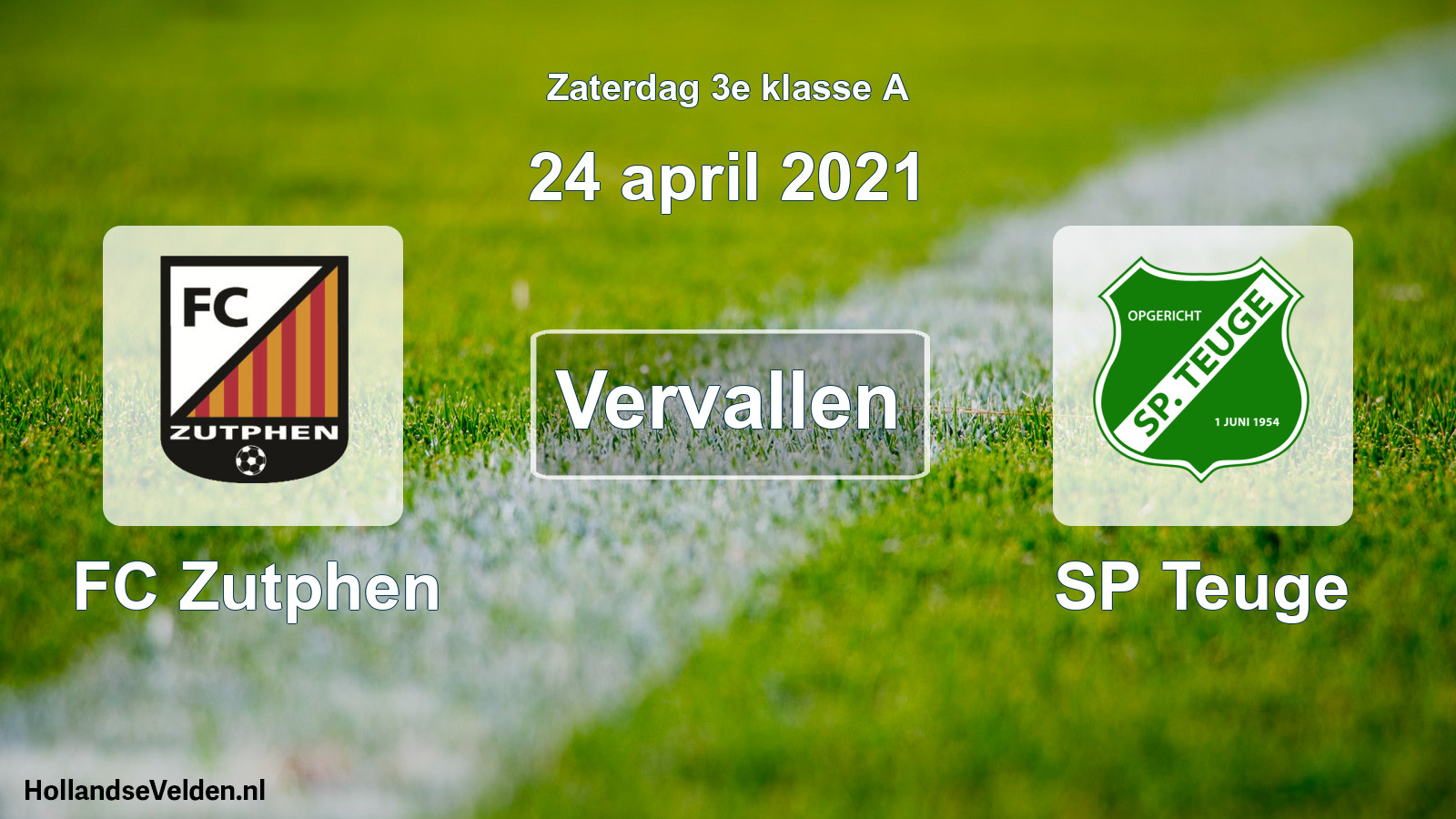 Scheduled Match: FC Zutphen - SP Teuge (24 April 2021)