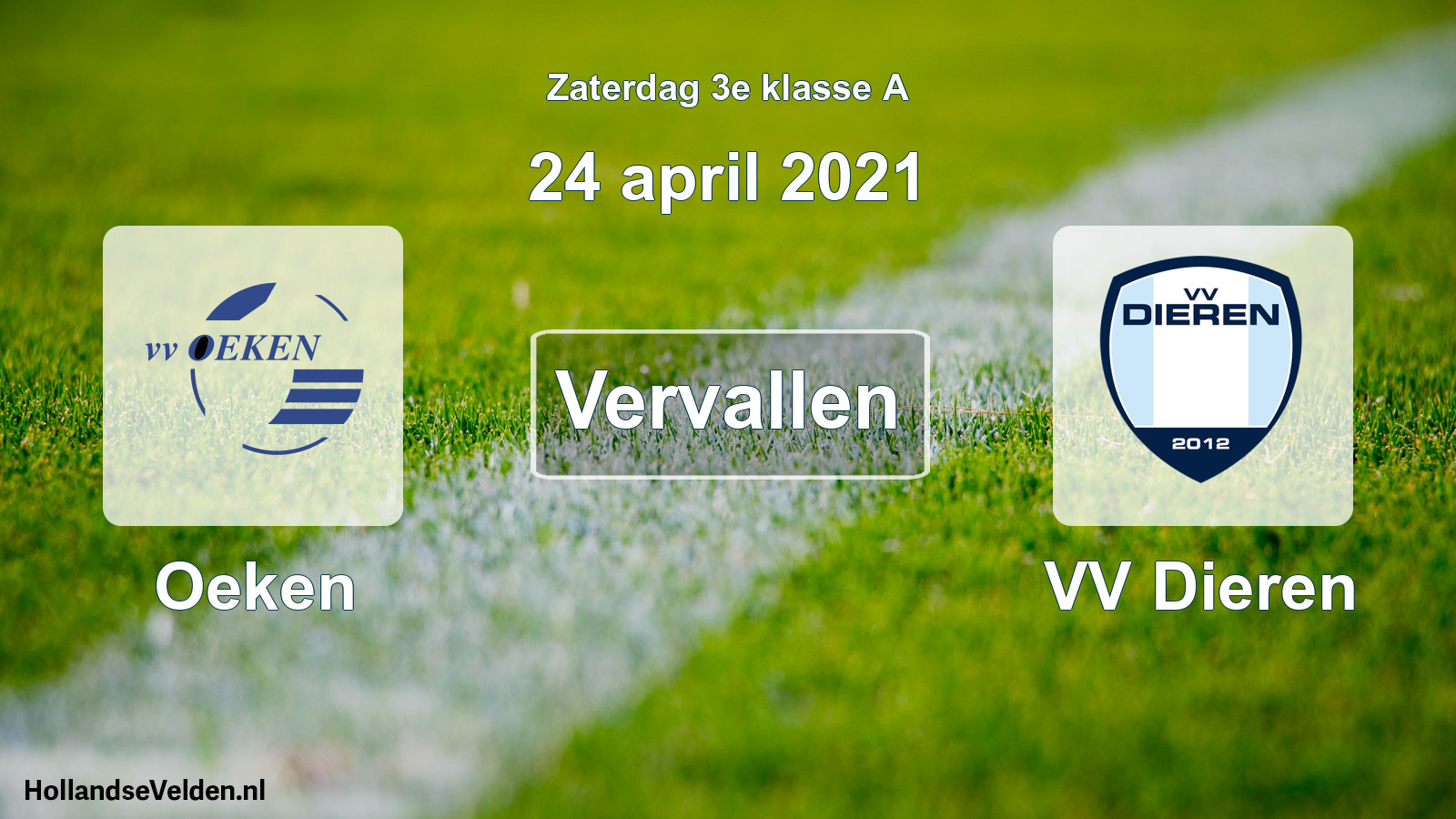 Scheduled Match: Oeken - VV Dieren (24 April 2021)