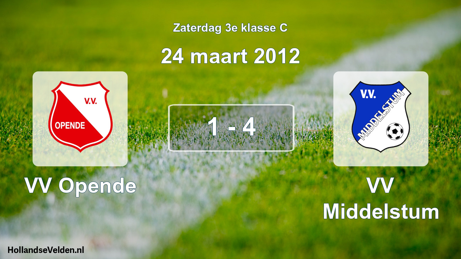 Total number of matches played: VV Opende - VV Middelstum 1 - 4 (24 March 2012)