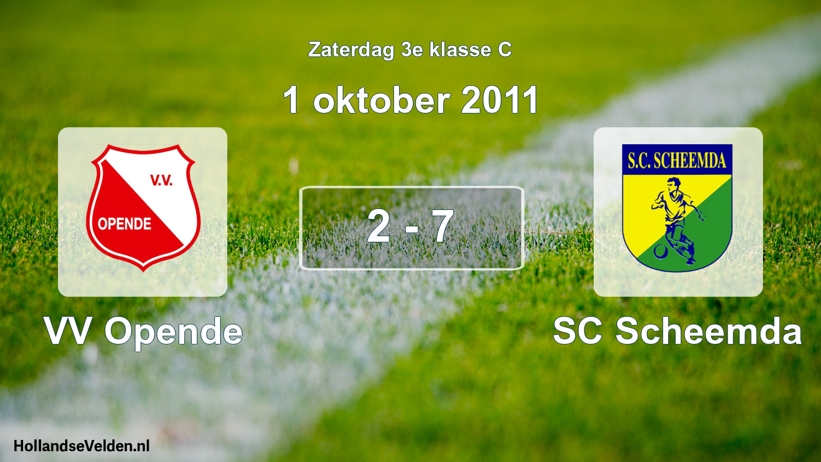 Total number of matches played: VV Opende - SC Scheemda 2 - 7 (1 October 2011)