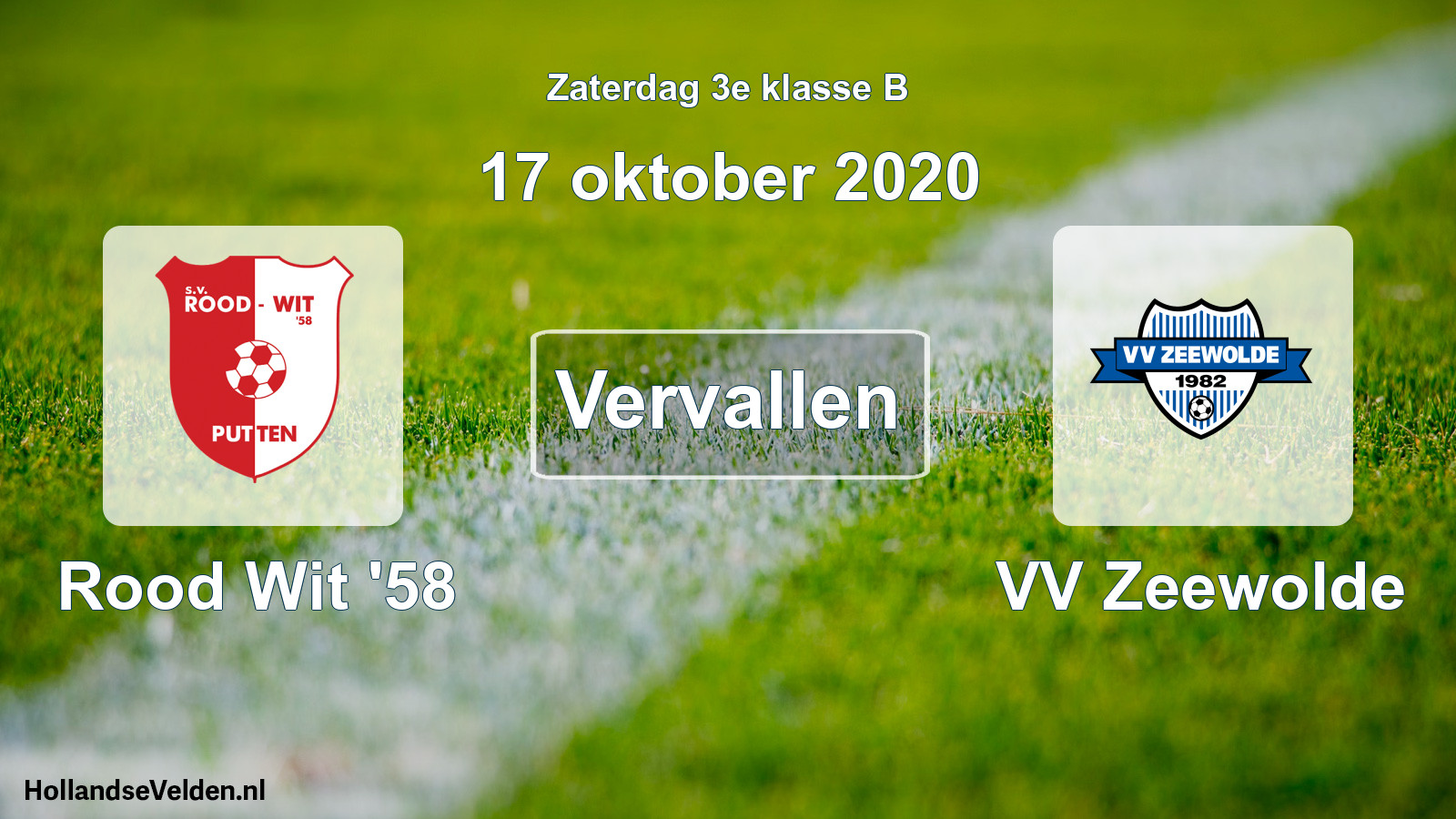 Scheduled Match: Rood Wit '58 - VV Zeewolde (17 October 2020)