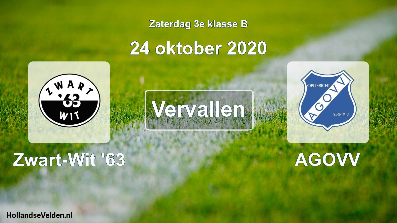 Scheduled Match: Zwart-Wit '63 - AGOVV (24 October 2020)