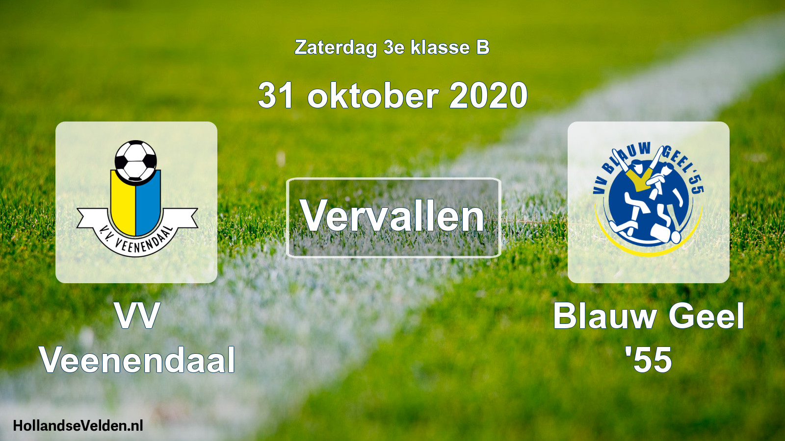 Scheduled Match: VV Veenendaal - Blauw Geel '55 (31 October 2020)