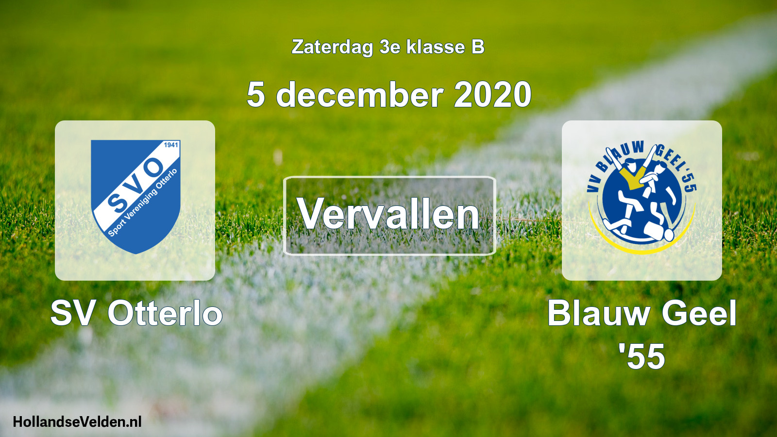Scheduled Match: SV Otterlo - Blauw Geel '55 (5 December 2020)