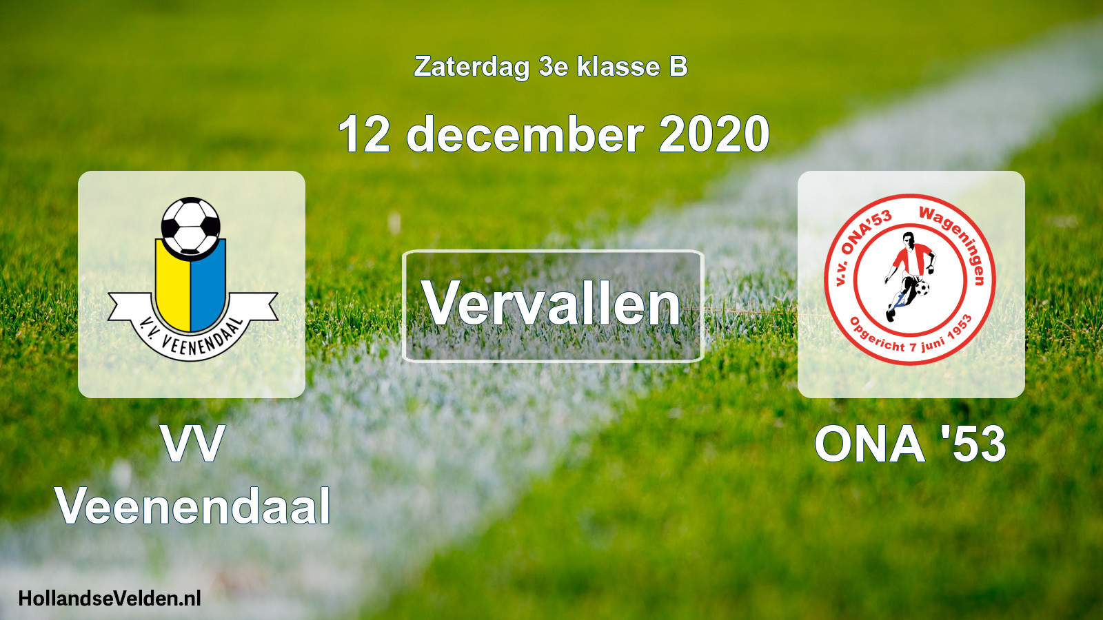 Scheduled Match: VV Veenendaal - ONA '53 (12 December 2020)