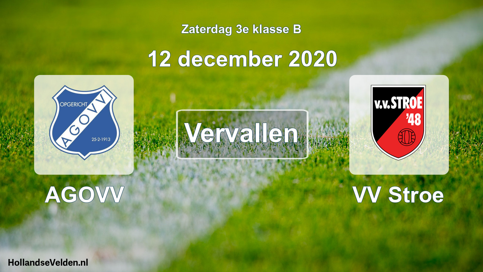 Scheduled Match: AGOVV - VV Stroe (12 December 2020)