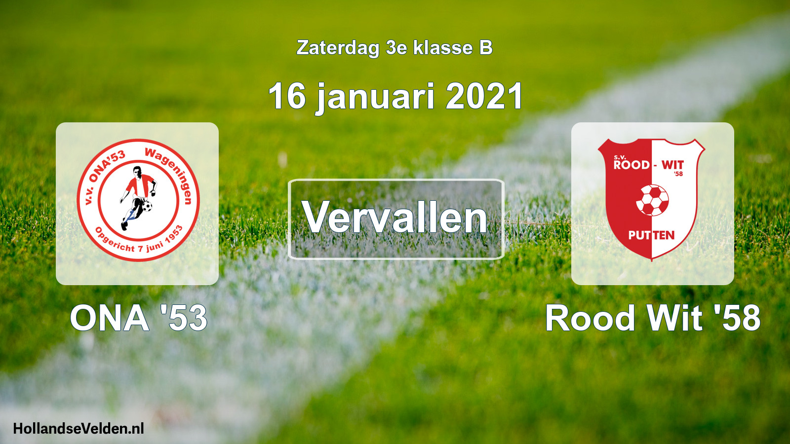 Scheduled Match: ONA '53 - Rood Wit '58 (16 January 2021)