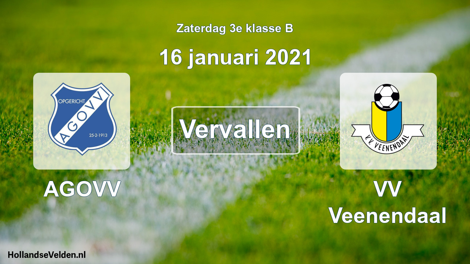 Scheduled Match: AGOVV - VV Veenendaal (16 January 2021)