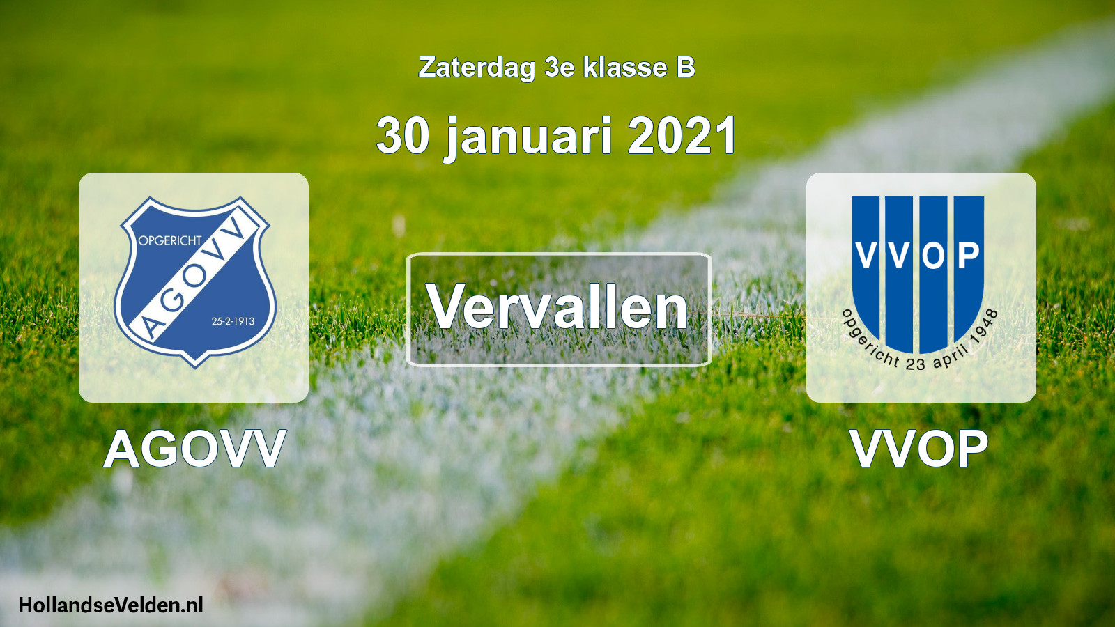 Scheduled Match: AGOVV - VVOP (30 January 2021)