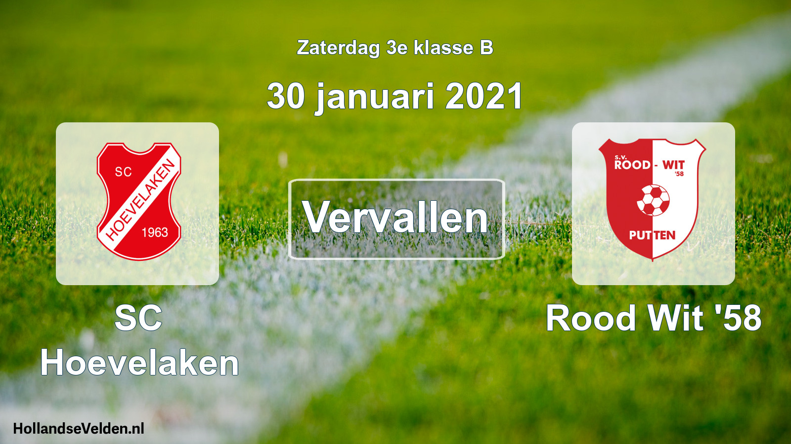Scheduled Match: SC Hoevelaken - Rood Wit '58 (30 January 2021)