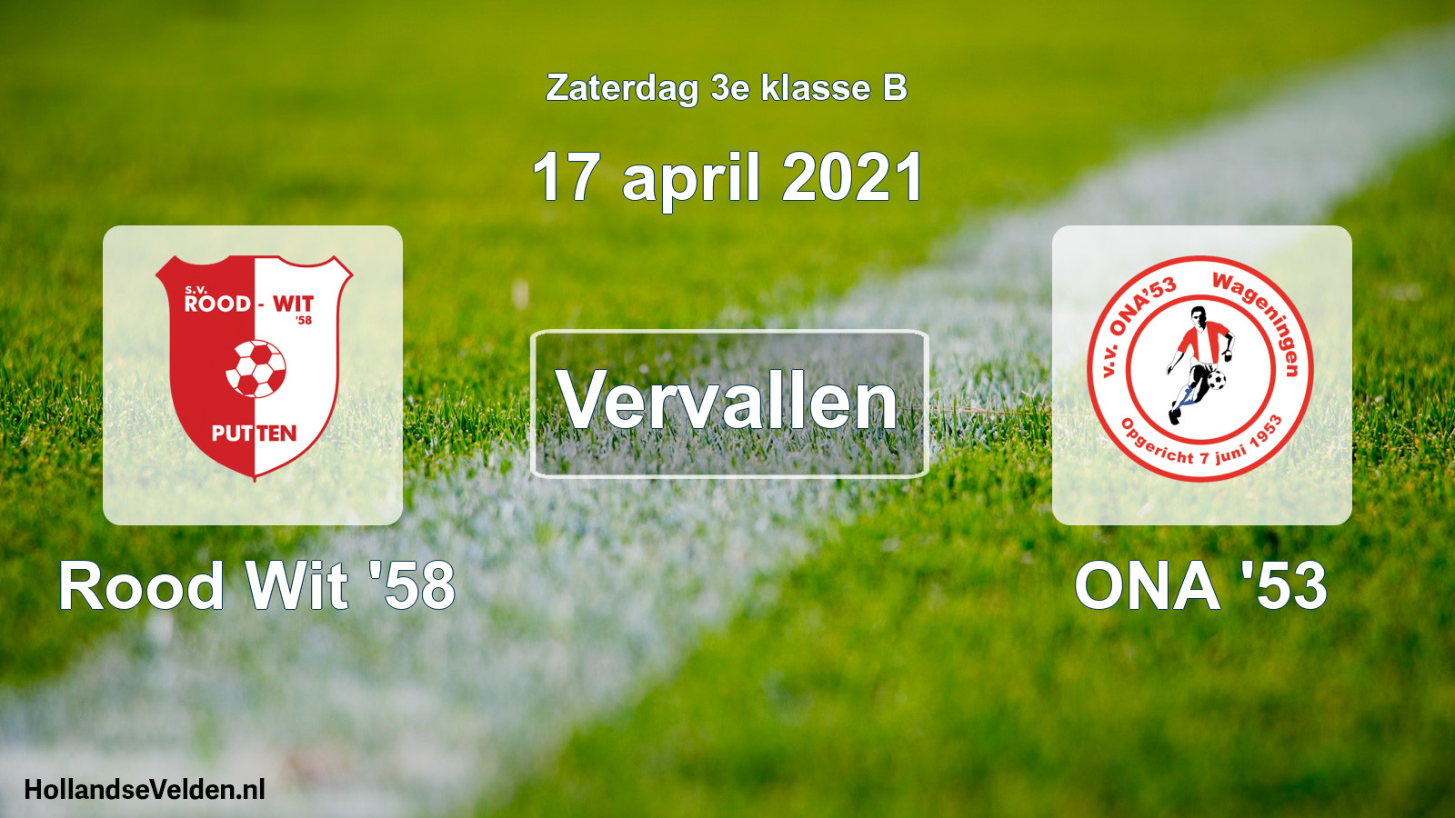 Scheduled Match: Rood Wit '58 - ONA '53 (17 April 2021)