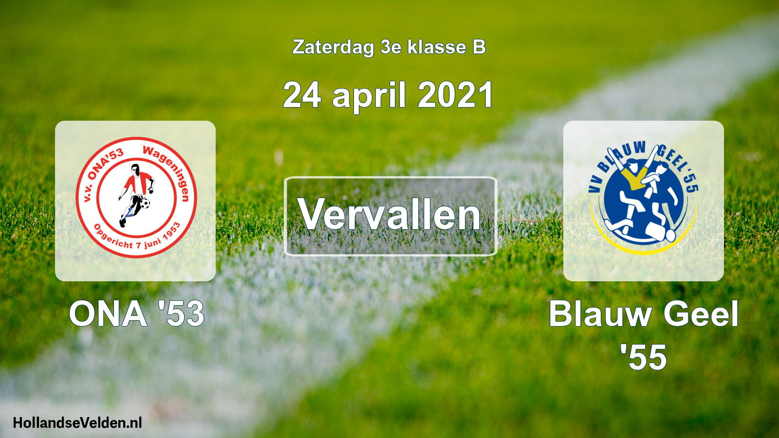 Scheduled Match: ONA '53 - Blauw Geel '55 (24 April 2021)