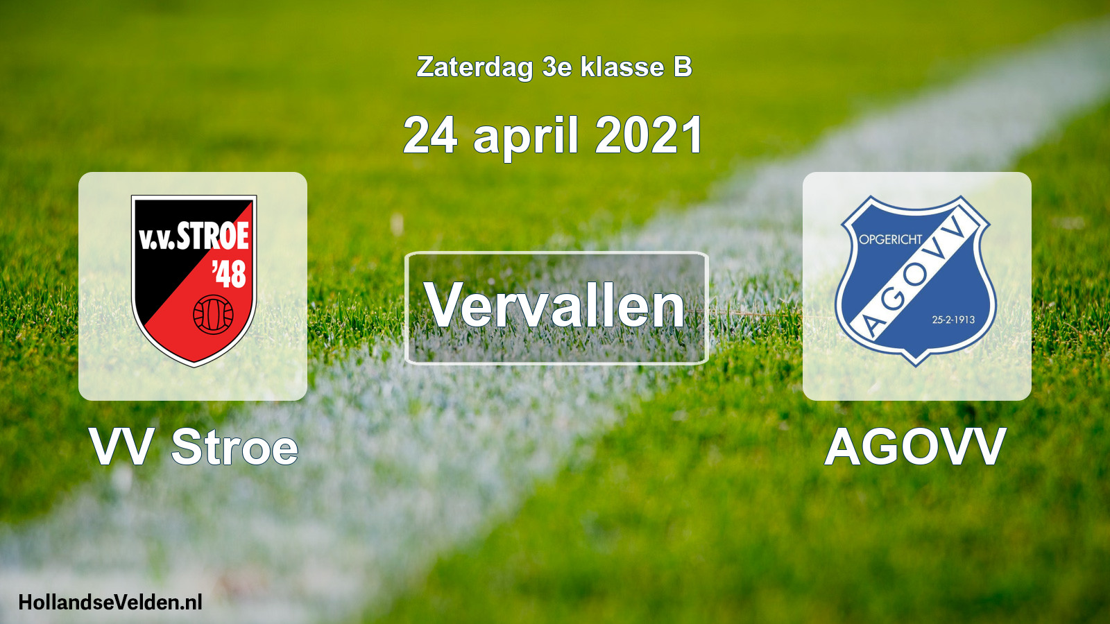 Scheduled Match: VV Stroe - AGOVV (24 April 2021)