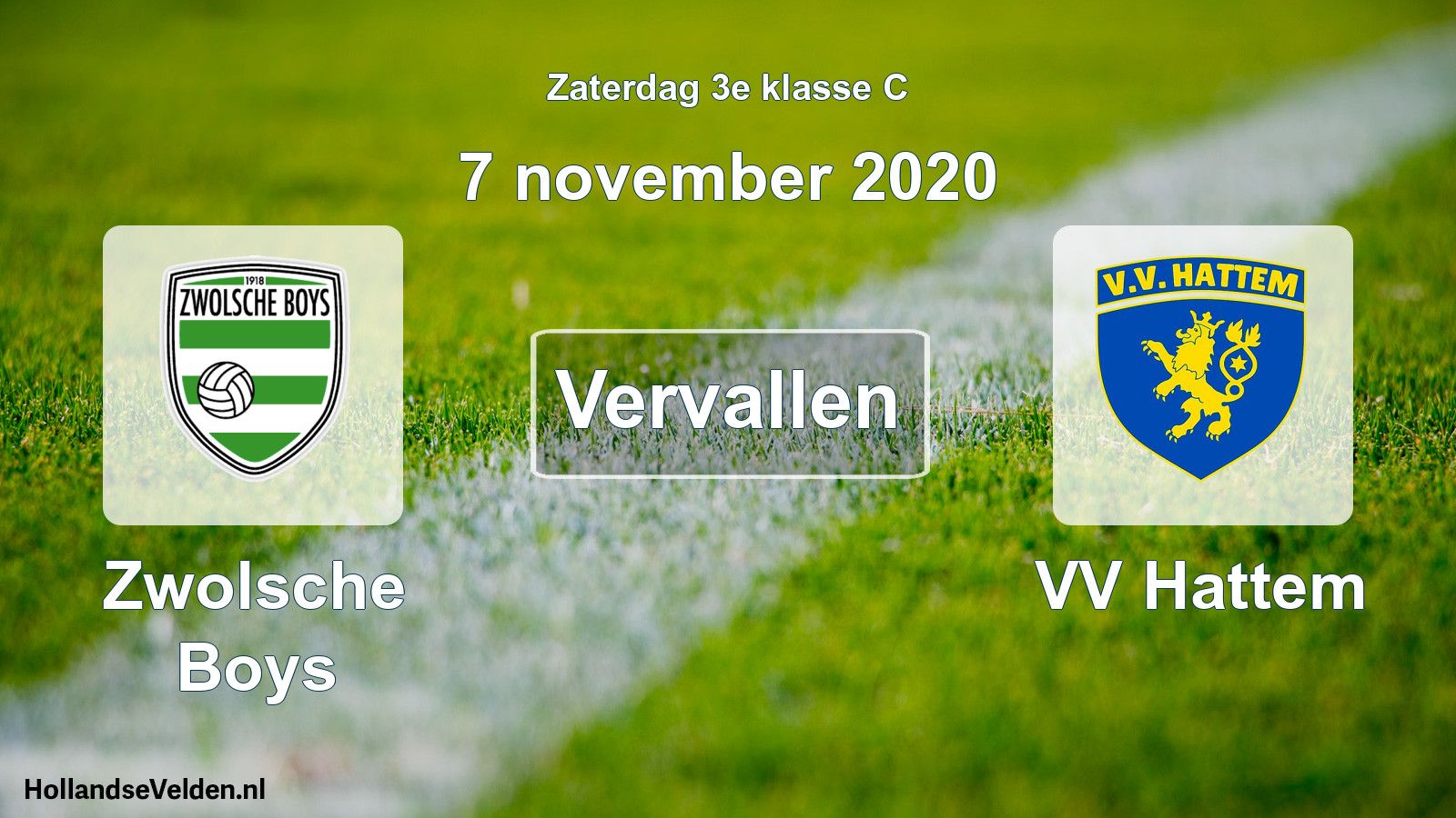 Scheduled Match: Zwolsche Boys - VV Hattem (7 November 2020)