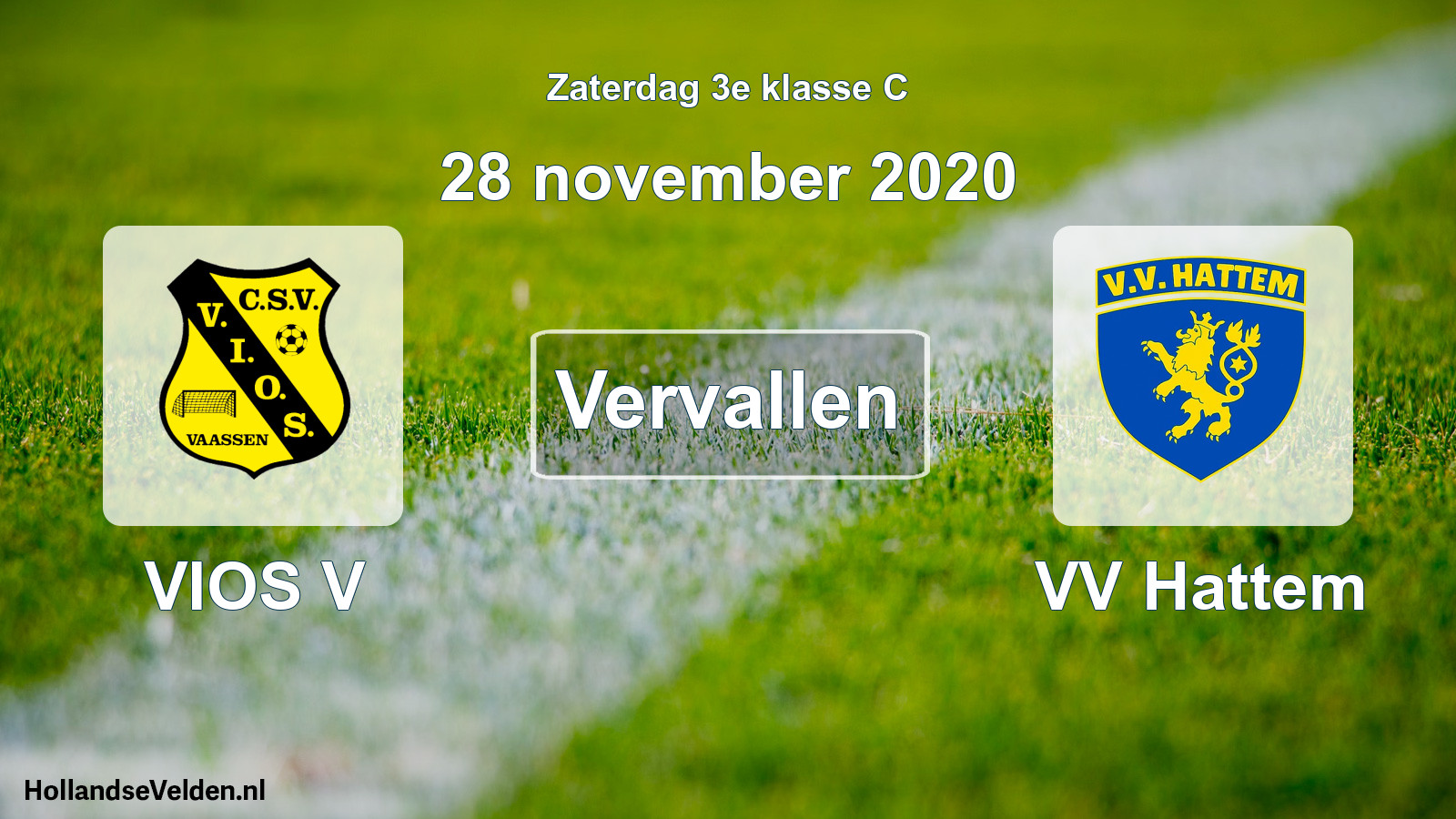 Scheduled Match: VIOS V - VV Hattem (28 November 2020)